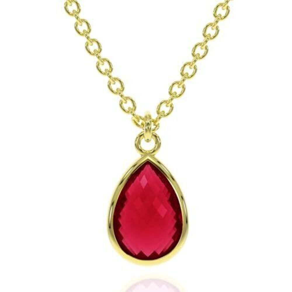 9111 Garnet Necklace , Premium Gold Pear Drop Necklaces - Tarnish Free 18K